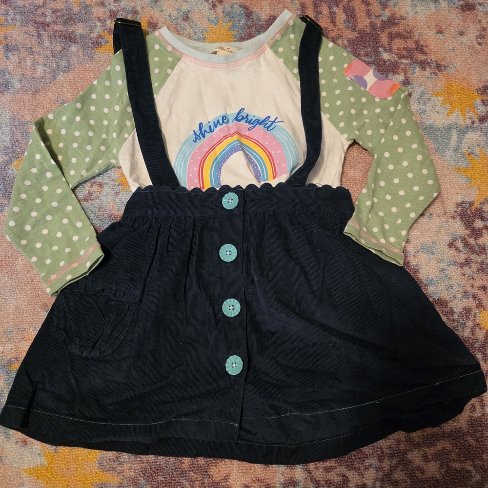 Matilda Jane Green and Navy Skirt Set with Rainbow Design
